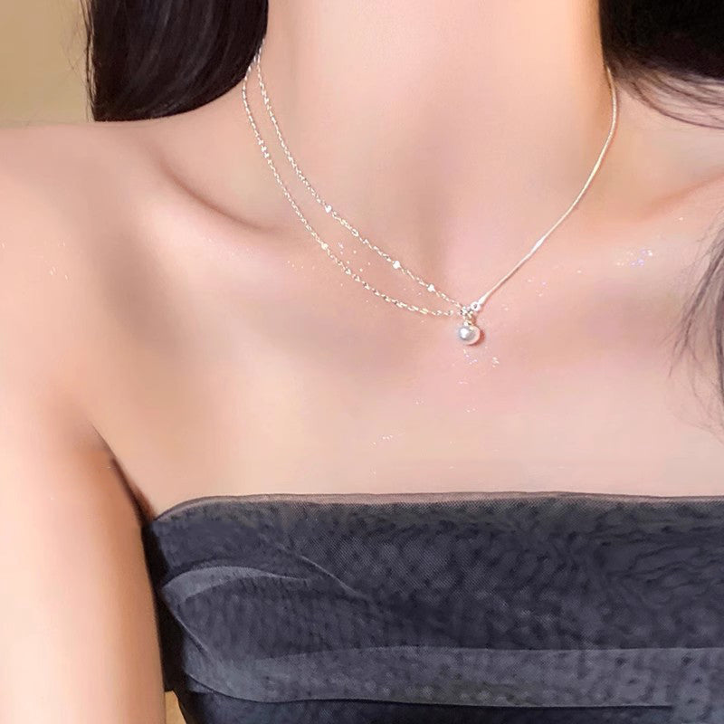 Necklace 11# Titanium Steel Pearl Butterfly Necklace