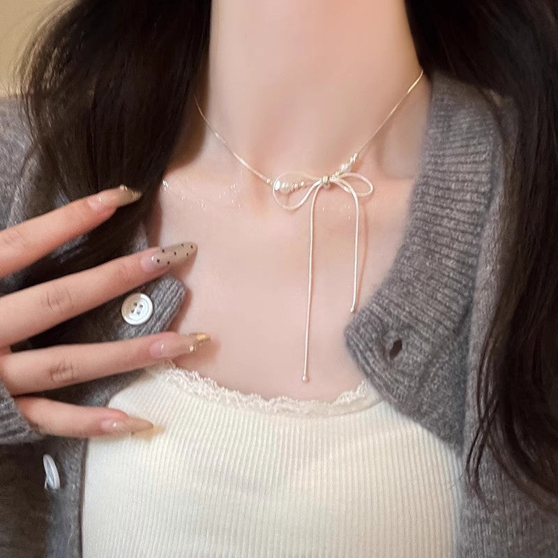 Necklace 11# Titanium Steel Pearl Butterfly Necklace