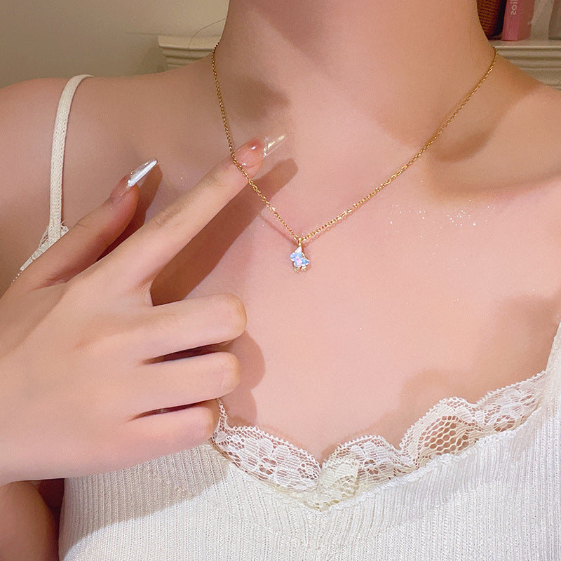 Necklace 11# Titanium Steel Pearl Butterfly Necklace