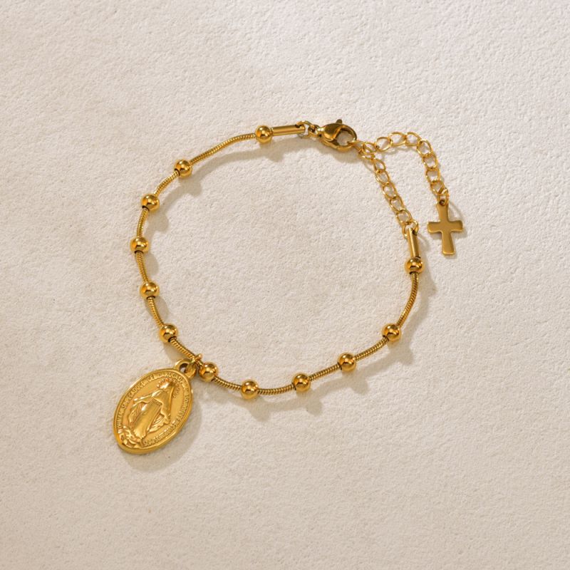 Gold Titanium Steel Madonna Bracelet