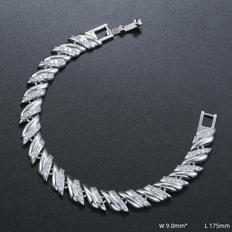 Gold And White Diamond Branch Bracelet Copper Diamond-studded Diamond-shaped Branch Bracelet