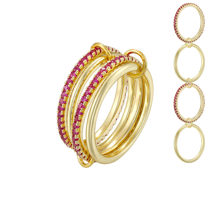 Gold Rose Diamond 21mm Size 6 Copper Round Diamond Ring