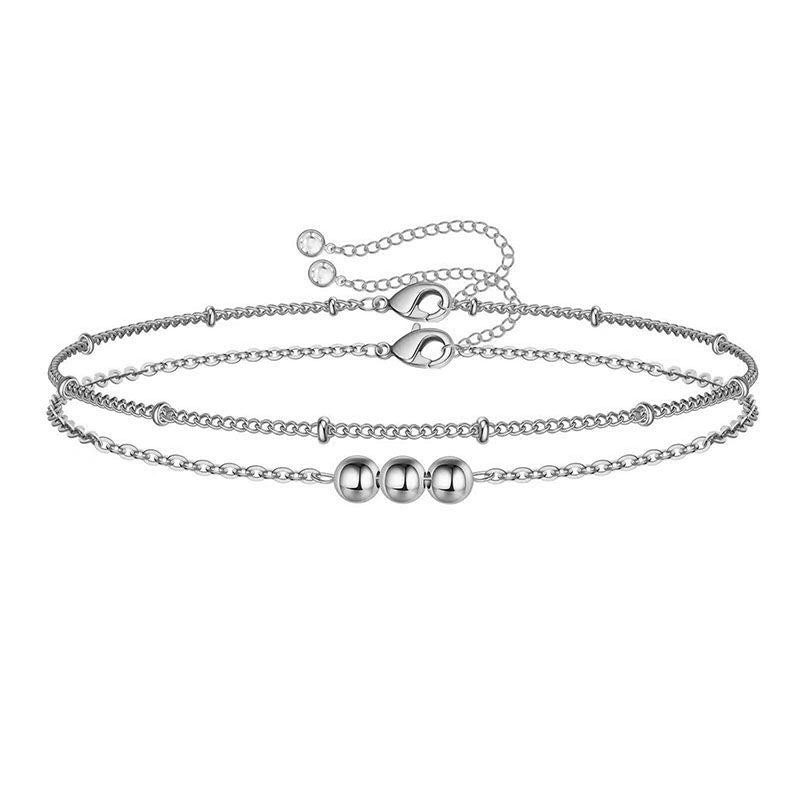 Gold Bracelet 2# Stainless Steel Beaded Double Bracelet