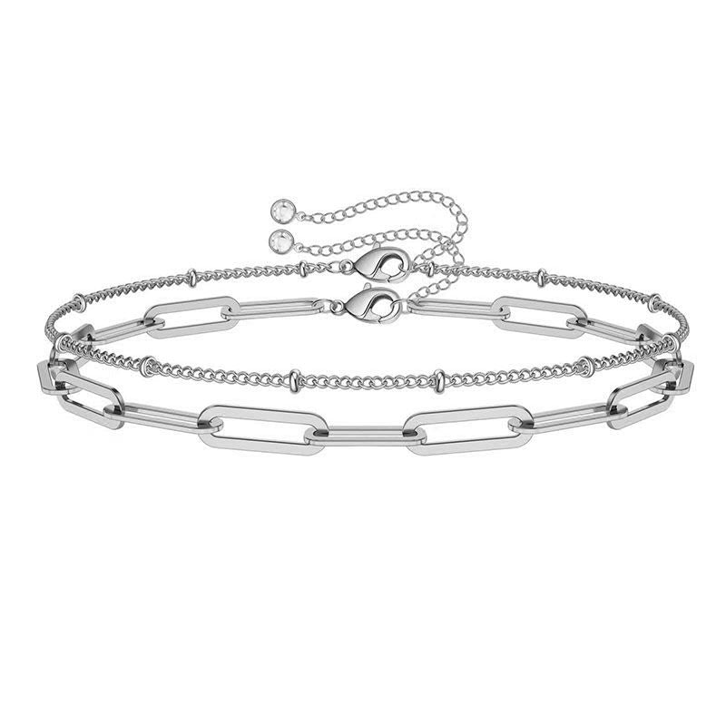 Gold Bracelet 2# Stainless Steel Beaded Double Bracelet