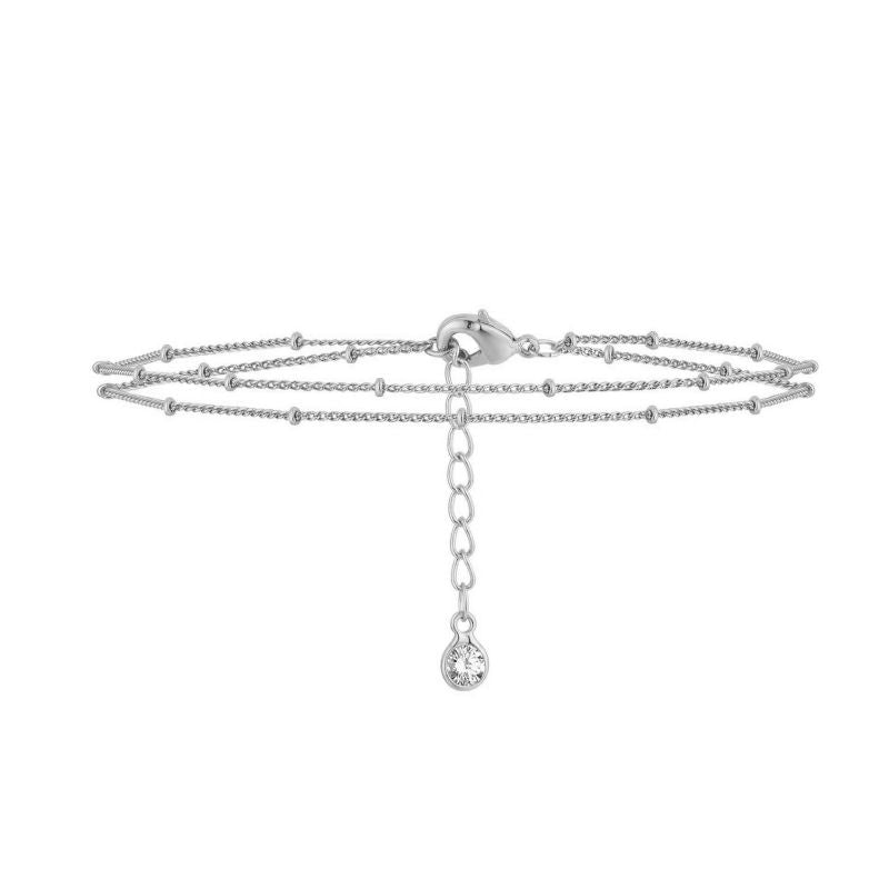 Gold Bracelet 2# Stainless Steel Beaded Double Bracelet