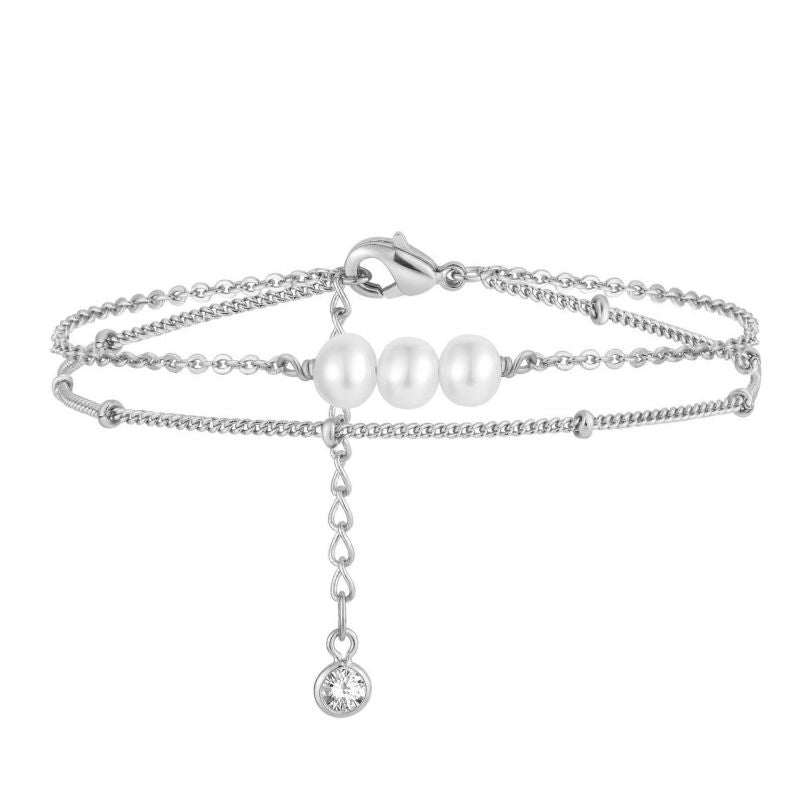 Gold Bracelet 2# Stainless Steel Beaded Double Bracelet