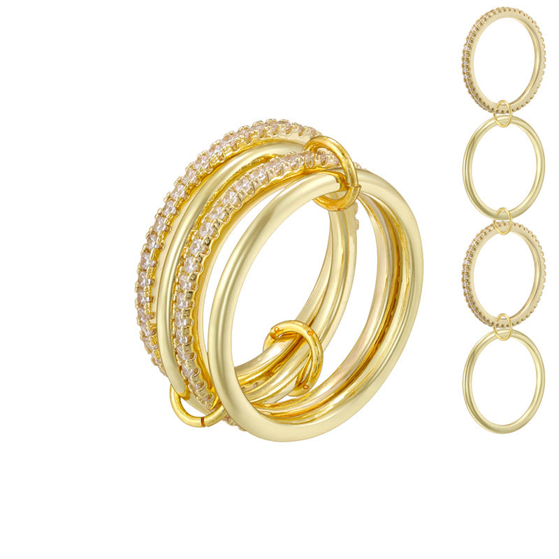 Gold Rose Diamond 21mm Size 6 Copper Round Diamond Ring