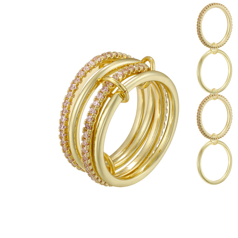 Gold Rose Diamond 21mm Size 6 Copper Round Diamond Ring