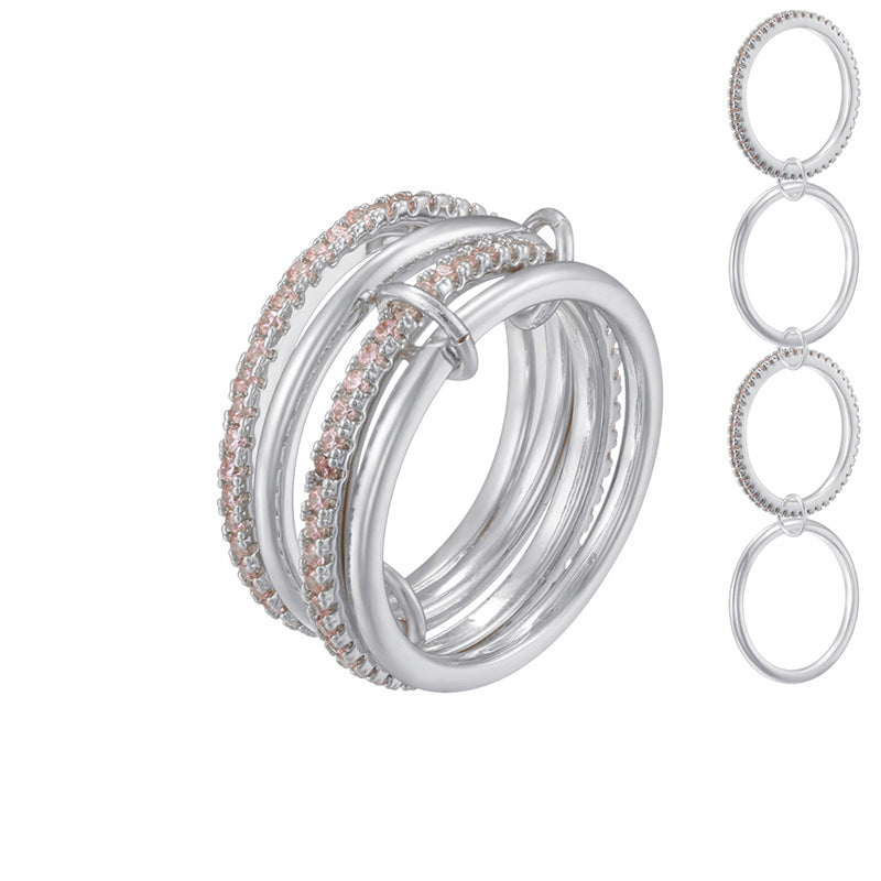 Gold Rose Diamond 21mm Size 6 Copper Round Diamond Ring