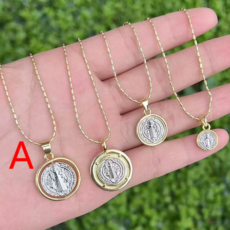 D Copper Diamond Portrait Necklace