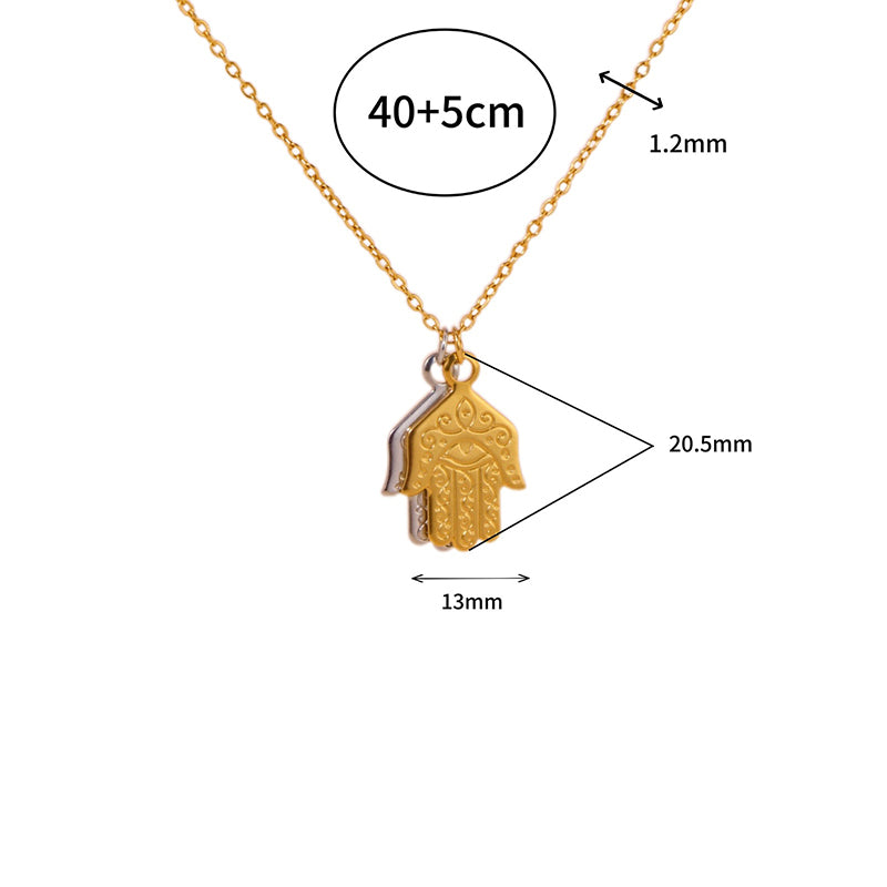 Gold (40+5cm) Titanium Steel Palm Necklace