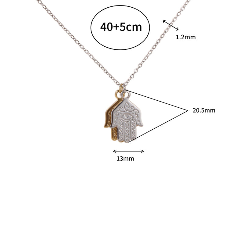 Gold (40+5cm) Titanium Steel Palm Necklace