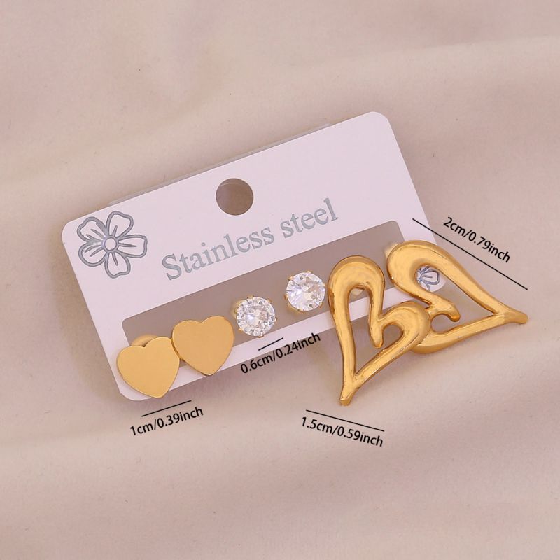 1#butterfly 304 Stainless Steel Diamond Butterfly Earring Set