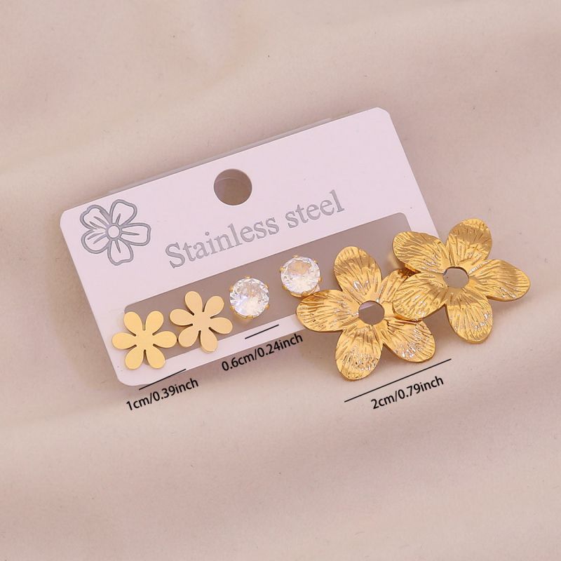 1#butterfly 304 Stainless Steel Diamond Butterfly Earring Set