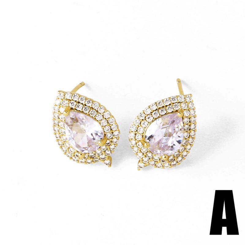 B Copper Oval Diamond Earrings