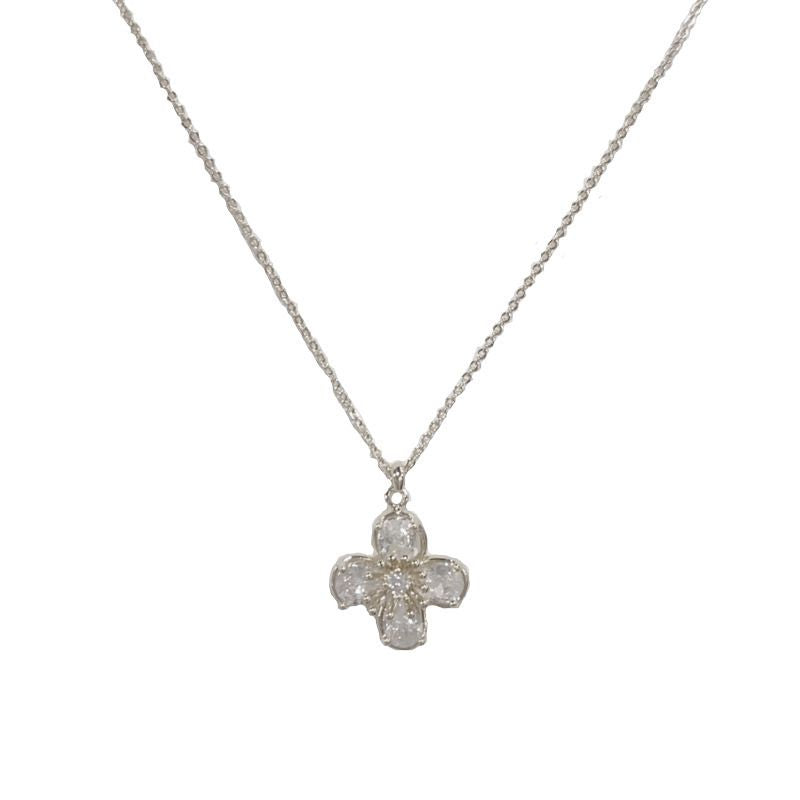 Gold-full Zirconium Petal Combination Set (thick Real Gold Electroplating) Diamond Petal Necklace And Earring Set