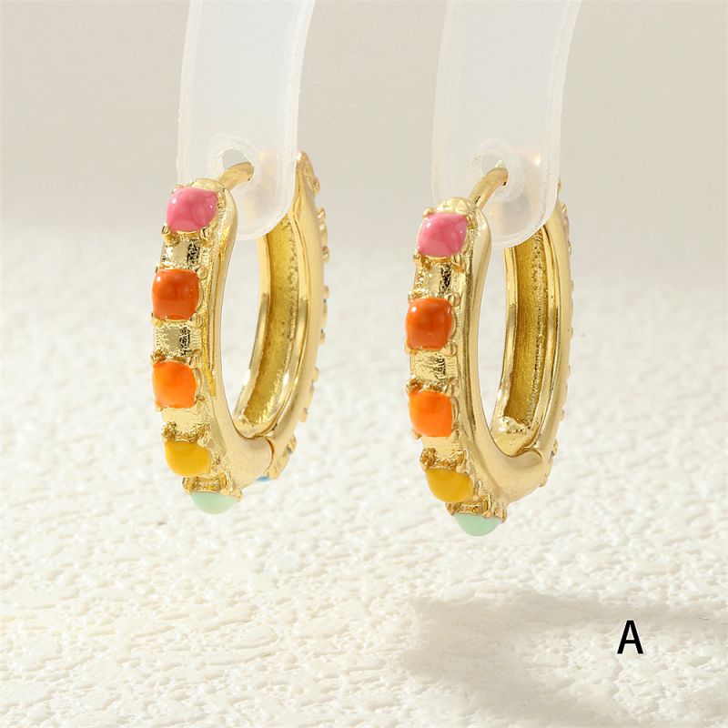 Black Copper Oil Drop Round Earrings