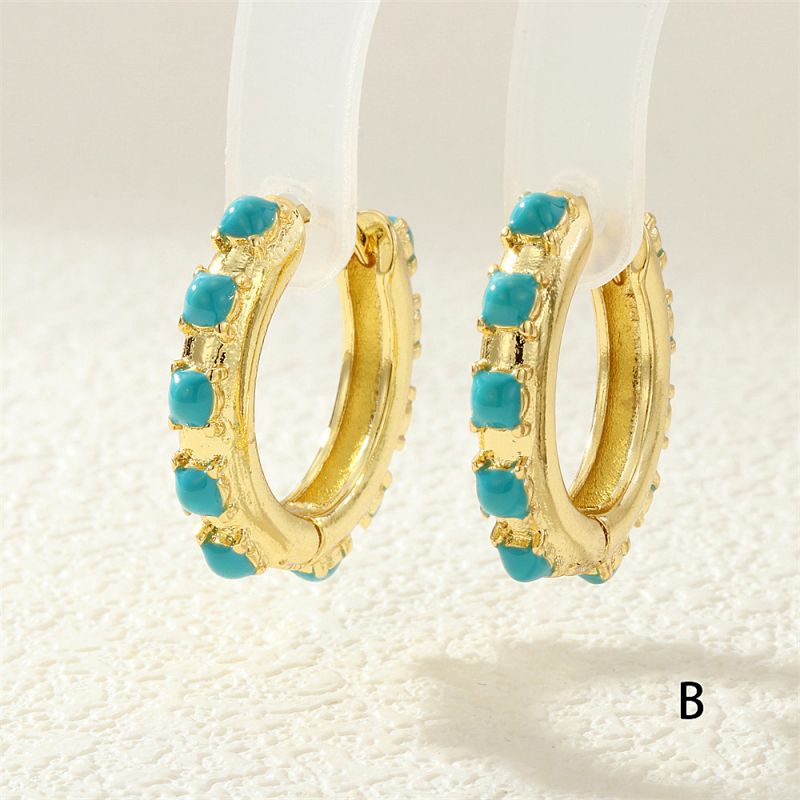 Black Copper Oil Drop Round Earrings