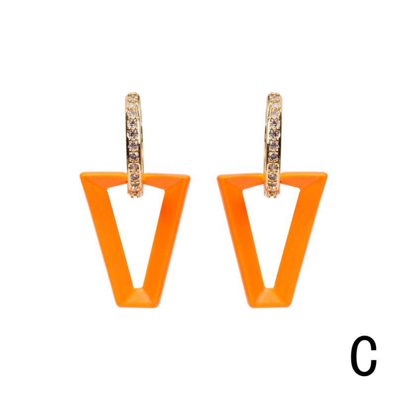 Black Copper Lacquered Inverted Triangle Earrings