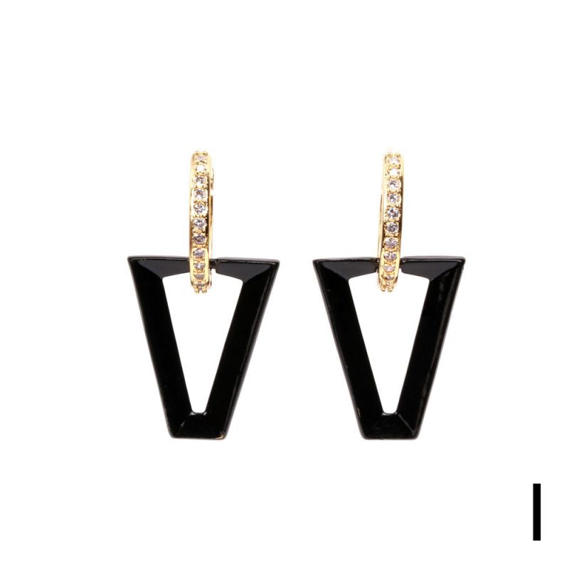 Black Copper Lacquered Inverted Triangle Earrings