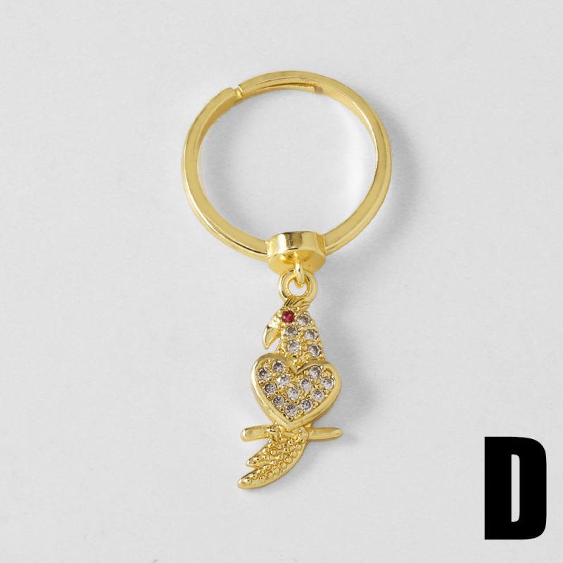 B Copper Diamond Bird Ring