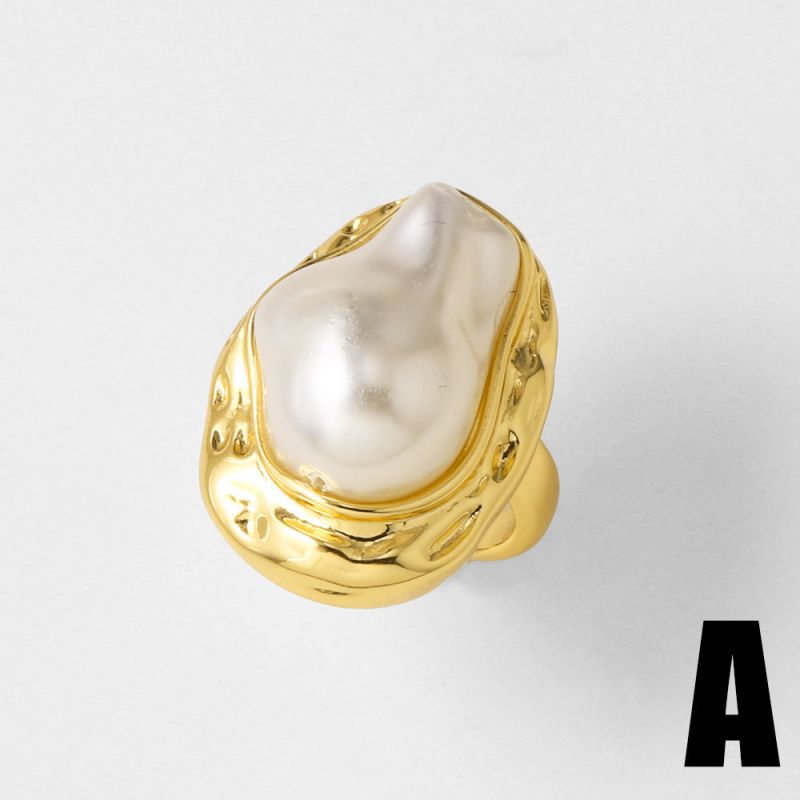 C Copper Pearl Oval Ring