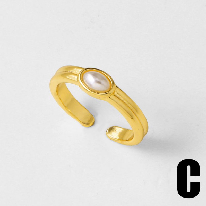 C Copper Pearl Oval Ring