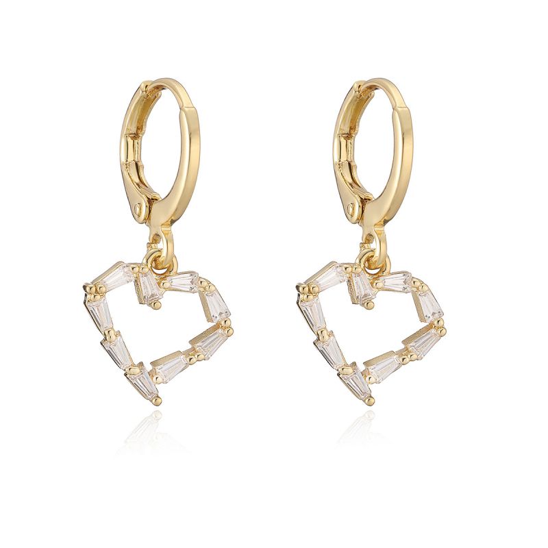 Love 2# Copper Diamond Heart Earrings
