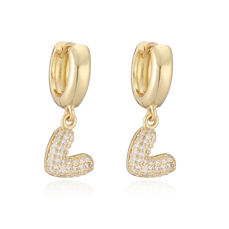 Love 2# Copper Diamond Heart Earrings