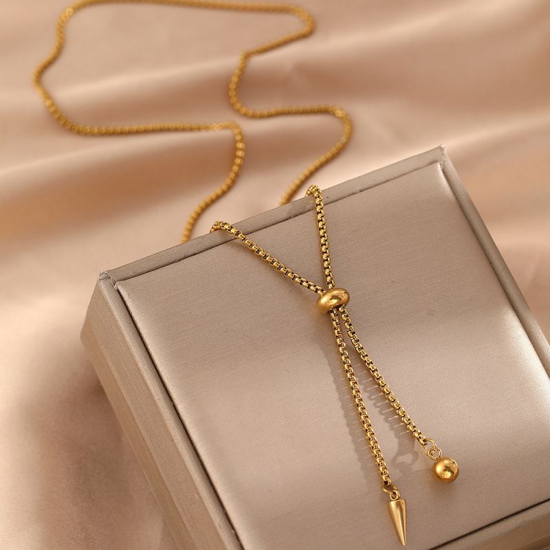 Gold Stainless Steel Pull-out Necklace