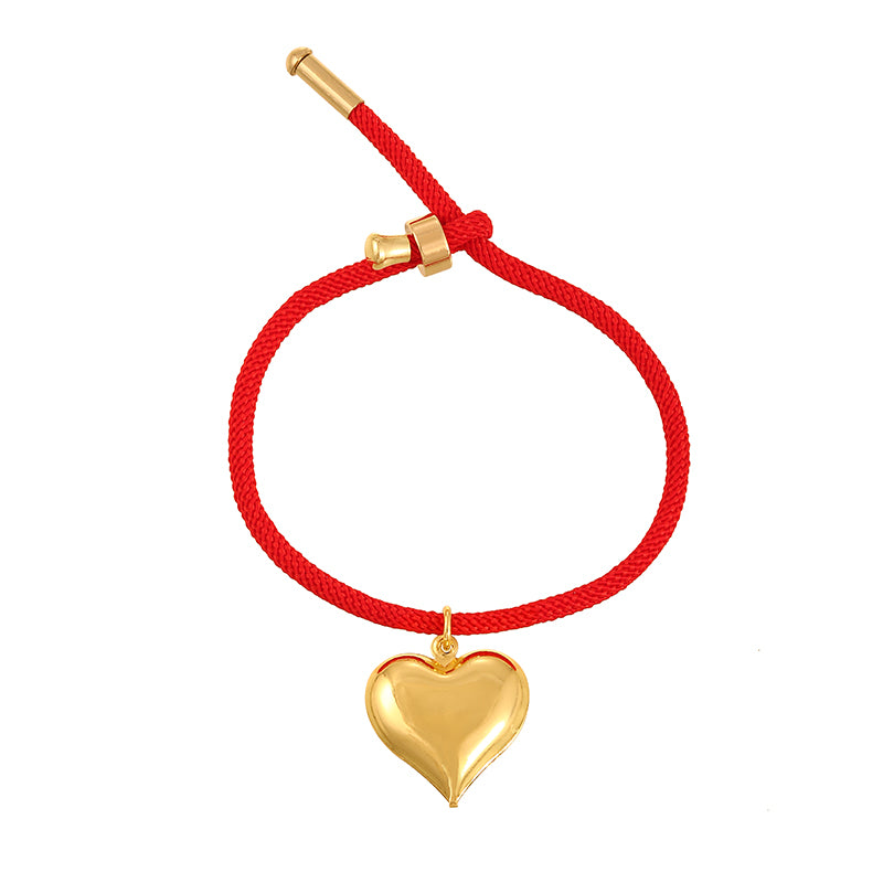 Red 1 Copper Heart Braided Bracelet