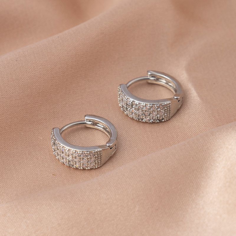 Platinum Copper Diamond Round Earrings