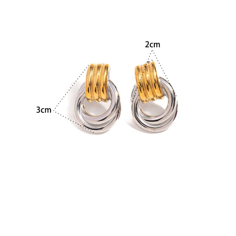 Earring 1# Stainless Steel Contrasting Teardrop Earrings