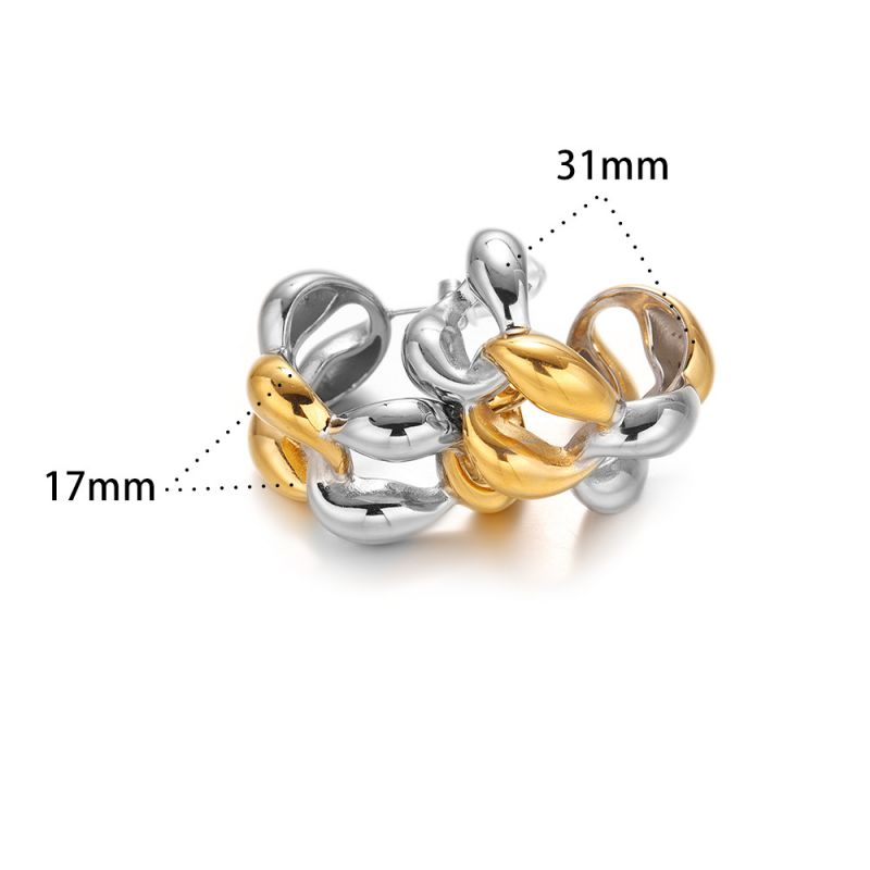 Earring 1# Stainless Steel Contrasting Teardrop Earrings