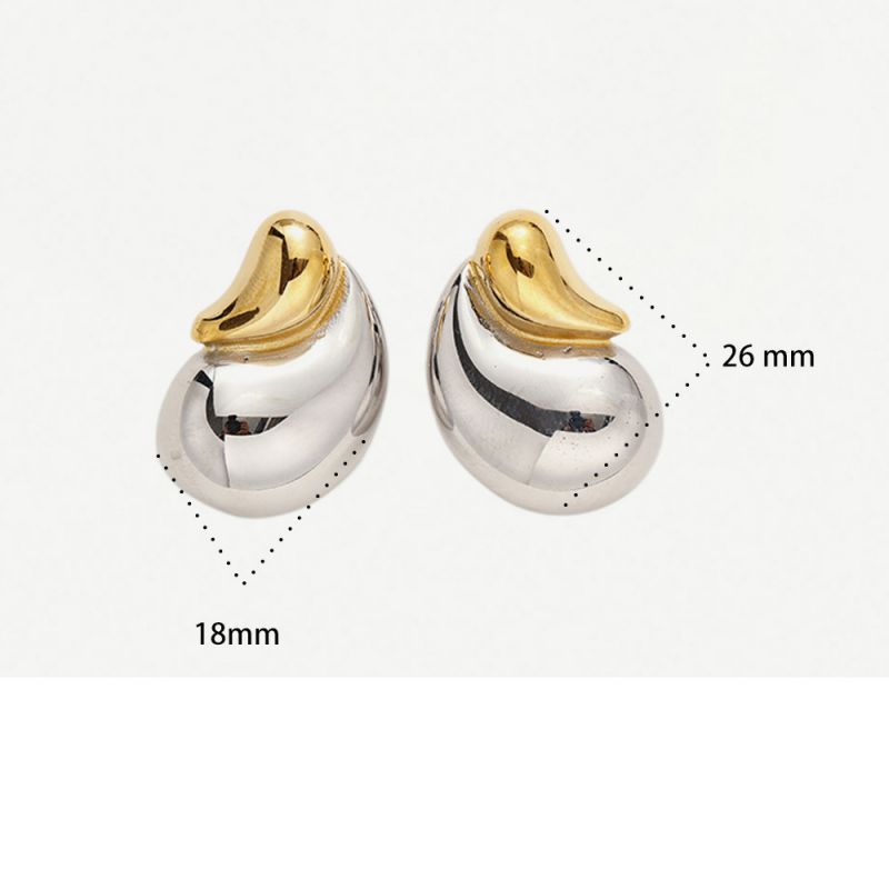 Earring 1# Stainless Steel Contrasting Teardrop Earrings