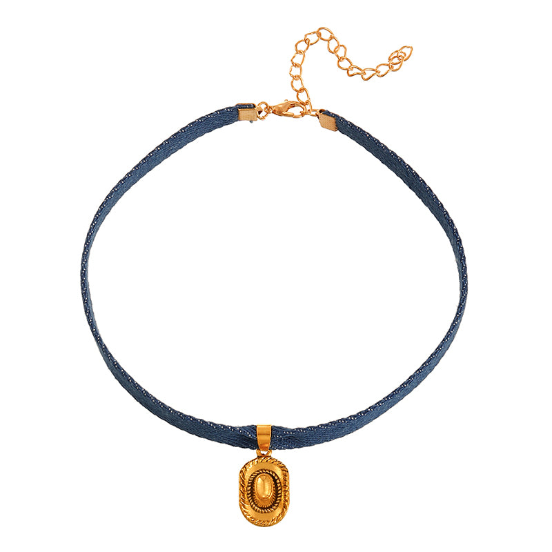 Dark Blue 1 Titanium Steel Western Cowboy Series Pendant Necklace