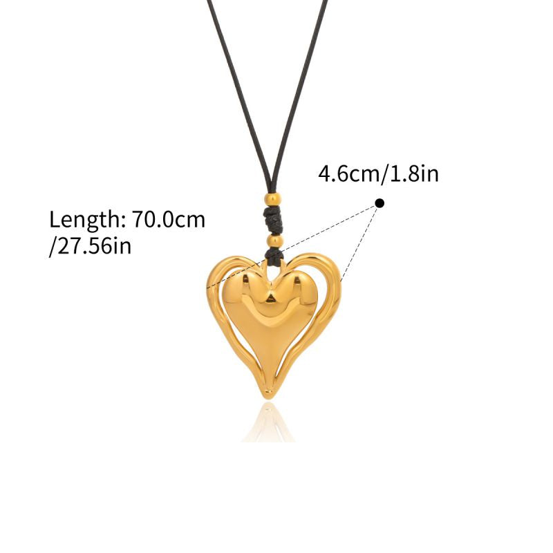 Gold Stainless Steel Heart Necklace