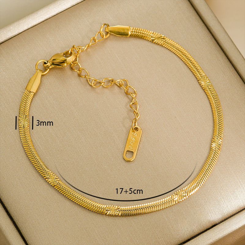 Bracelet 1# Stainless Steel Gold-plated Plain Chain Bracelet Set