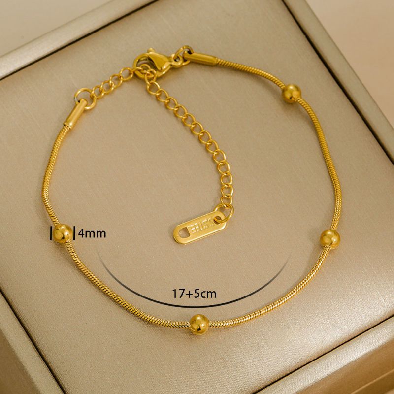 Bracelet 1# Stainless Steel Gold-plated Plain Chain Bracelet Set