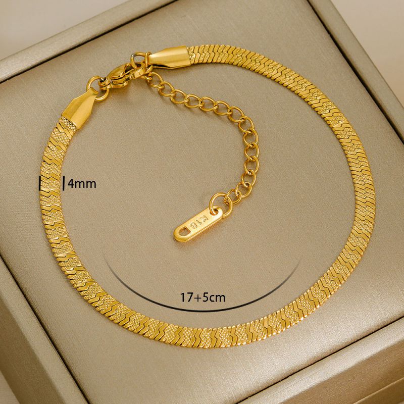 Bracelet 1# Stainless Steel Gold-plated Plain Chain Bracelet Set