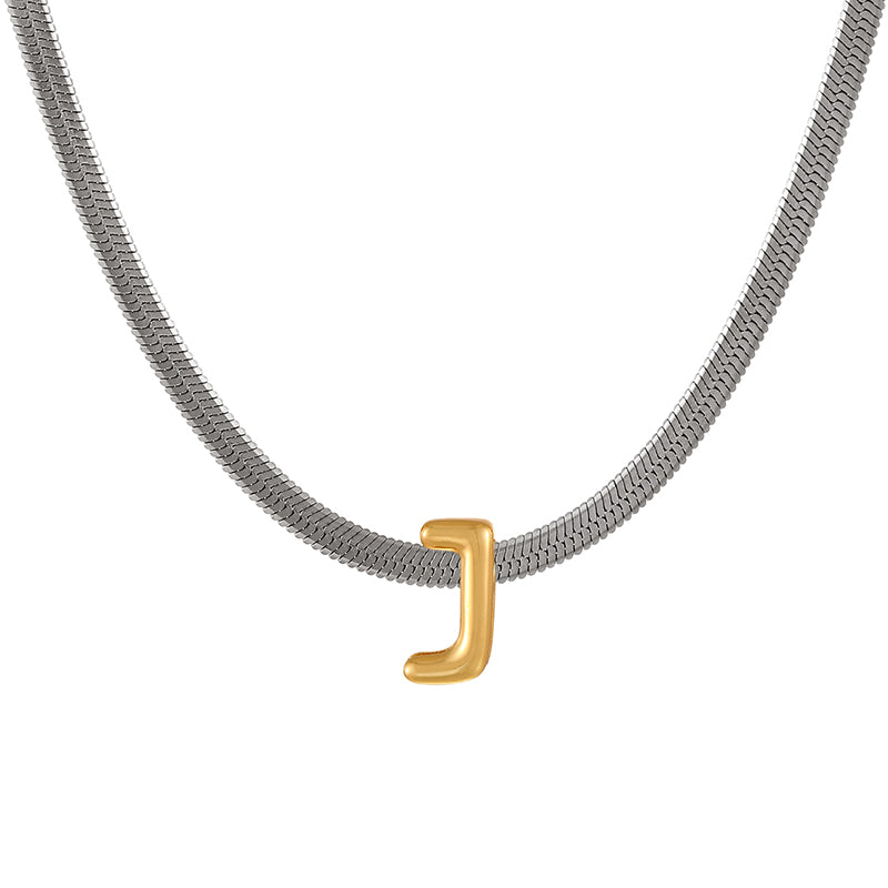 A Titanium Steel Snake Bone Chain 26 Letters Necklace