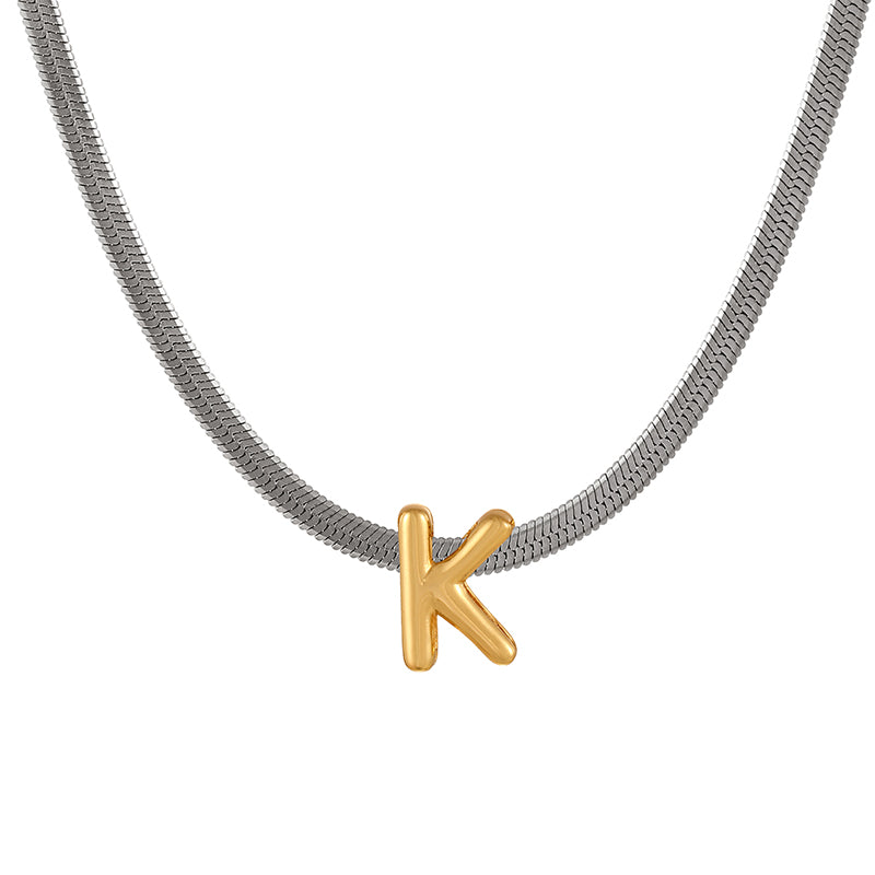 A Titanium Steel Snake Bone Chain 26 Letters Necklace