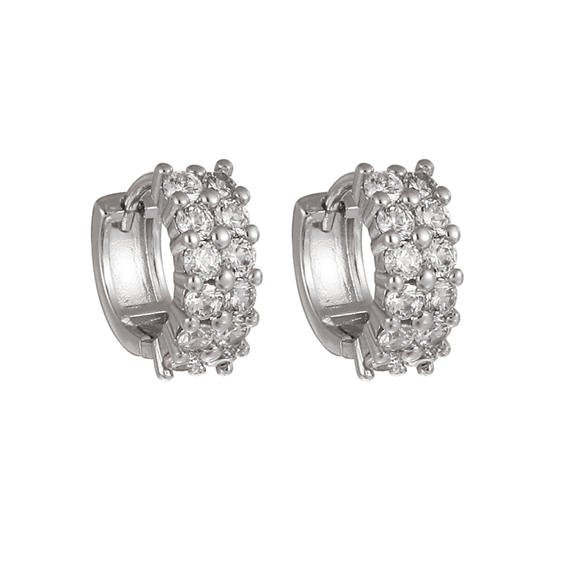 Gold 1 Copper Round Earrings With Zircon