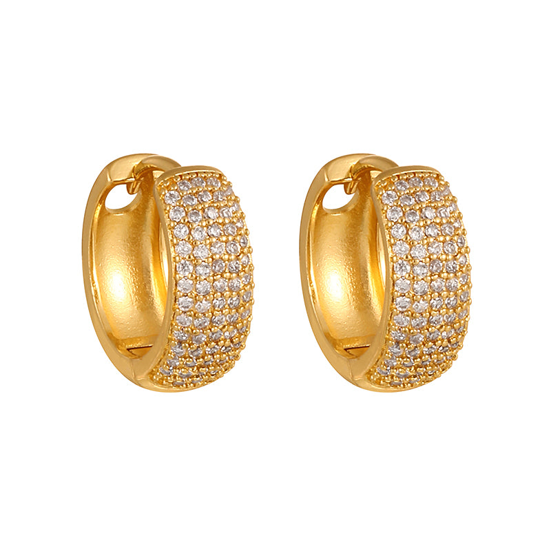 Gold 1 Copper Round Earrings With Zircon (large)