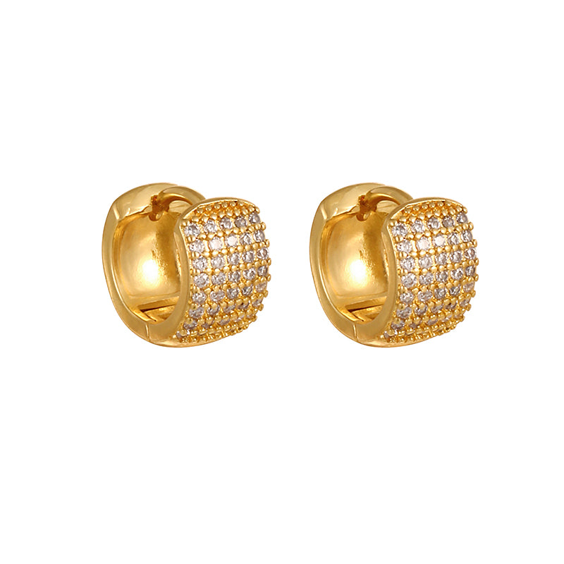 Gold 1 Copper Round Earrings With Zircon (large)