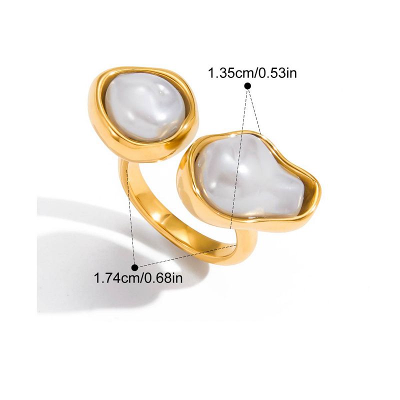 Ring 1# Stainless Steel Irregular Pearl Ring