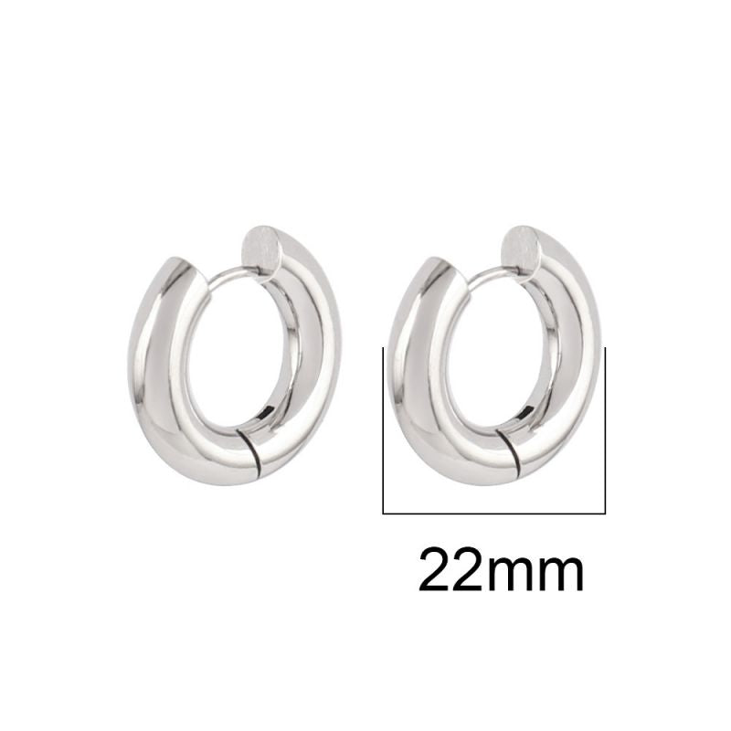 Silver 22mm Stainless Steel Round Earrings