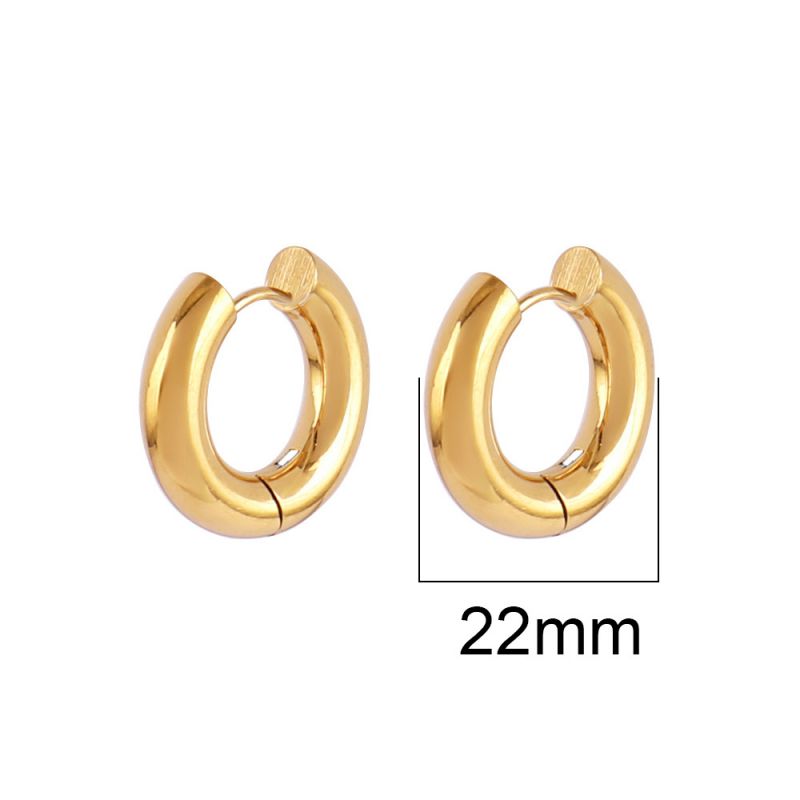 Silver 22mm Stainless Steel Round Earrings