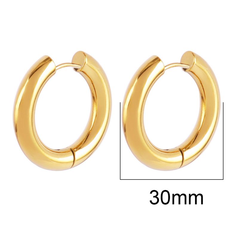 Silver 22mm Stainless Steel Round Earrings