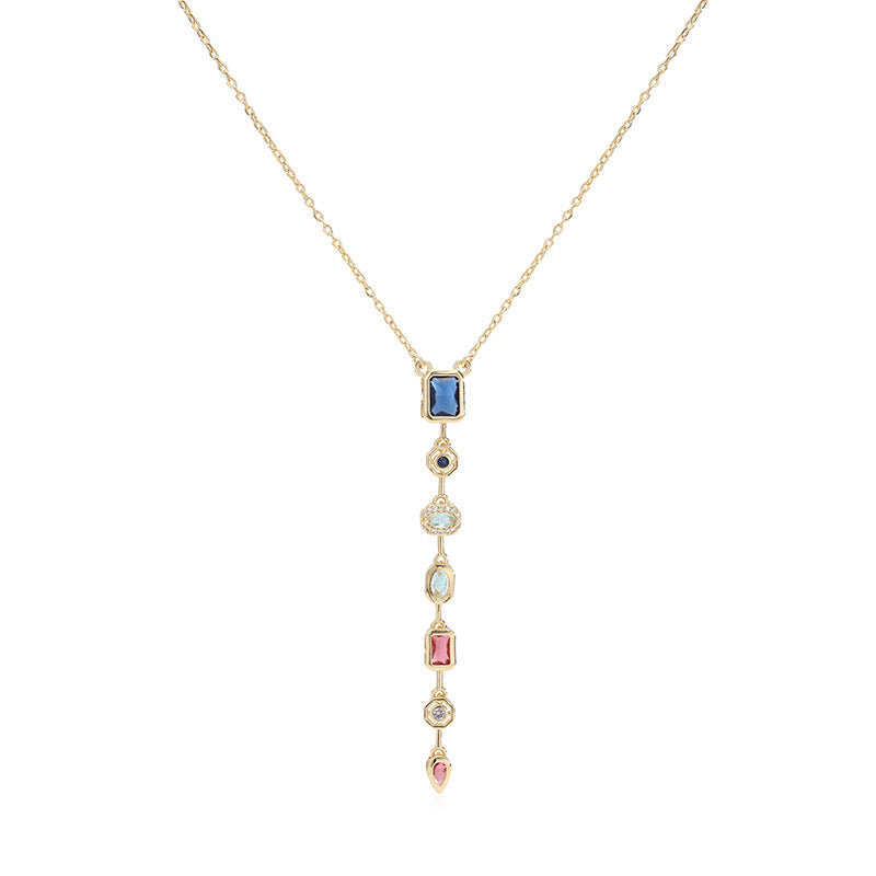 1 Pair Of Gold Colored Diamond Geometric Stitching Earrings Copper Diamond Square Teardrop-shaped Geometric Earrings